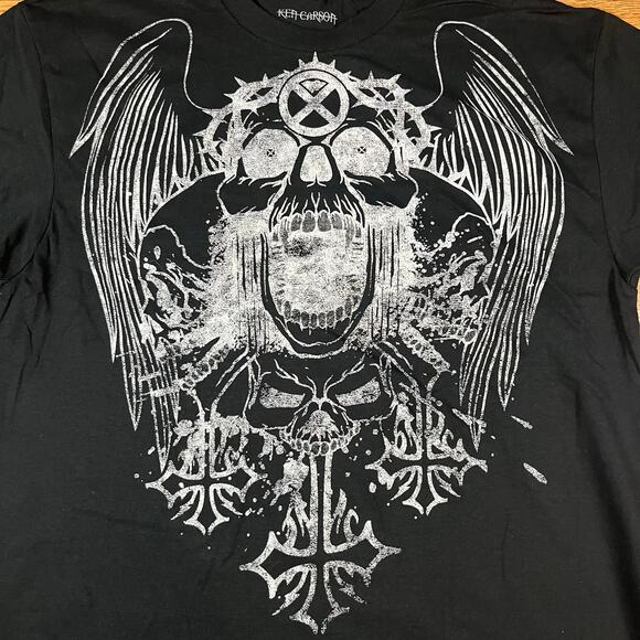 Ken Carson XSIDEDOWN Black Skull T Shirt Men’s Sz L New - Picture 2 of 4
